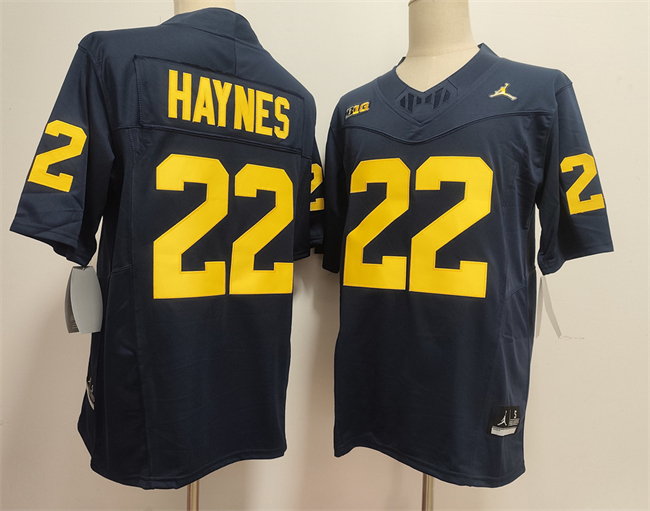 Men's Michigan Wolverines #22 Justice Haynes Navy 2025 F.U.S.E. Stitched Jersey